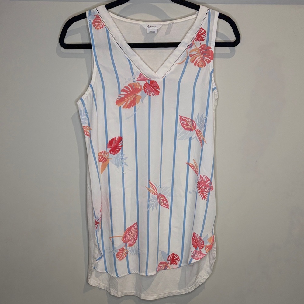 ❤️‍🔥3/$20 Reitmans White and Blue Striped Sleeveless Blouse❤️‍🔥